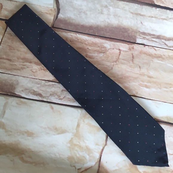 PRIMA ITALY Silk Tie Hand-sewn Navy with Multicolor Microdots - Picture 5 of 11